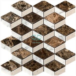 Tumma Emperador Marble 3D mosaiikkilaatat