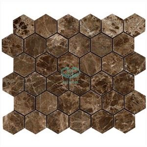 Tumma Emperador -marmori kuusikulmion mosaiikkilaatat