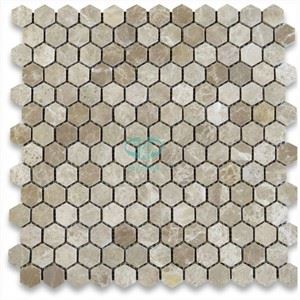 Vaaleat Emperador Marble Hexagon Mosaic laatat