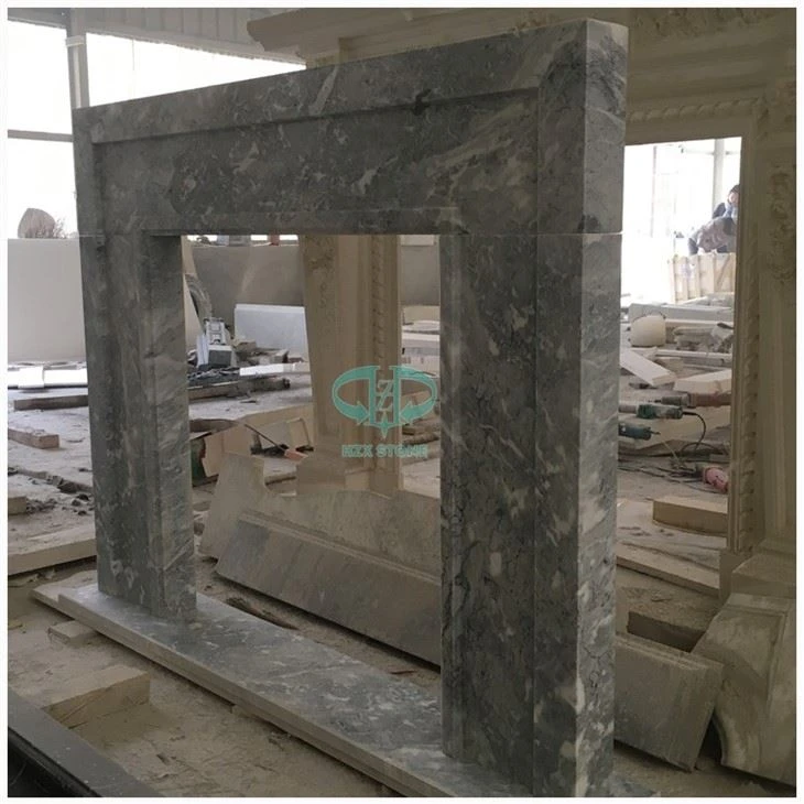 Simple Design Gray Marble Fireplace