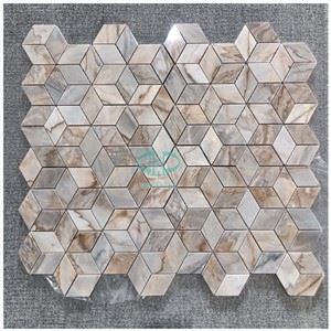 Ruskea marmori rhombus 3D mosaiikki laatta