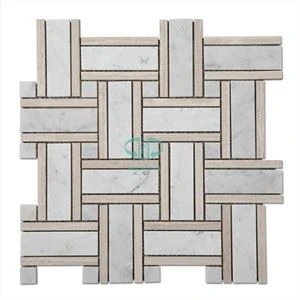 Carraran marmori basketweave-laatta